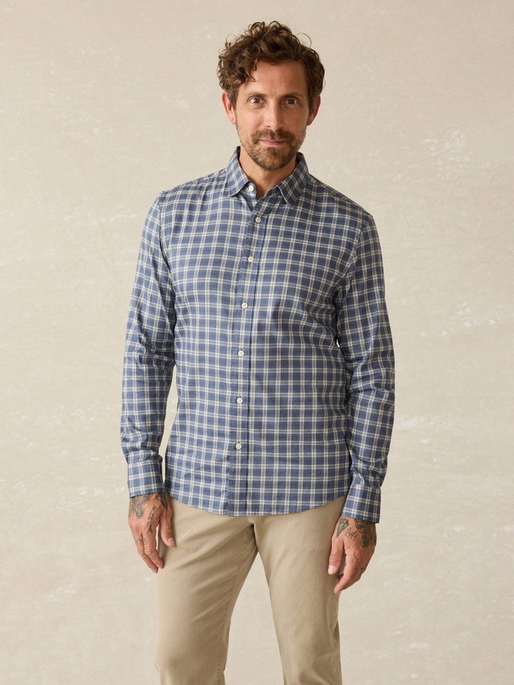 Faherty NWOT Movement Bear Canyon Blue Plaid Long-Sleeve Button-Down Shirt XL